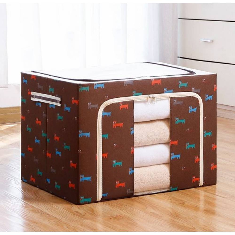 Cutie depozitare imprimeu catelus 100L cu fermoar, Maro Cutie depozitare imprimeu catelus 100L cu fermoar, Maro