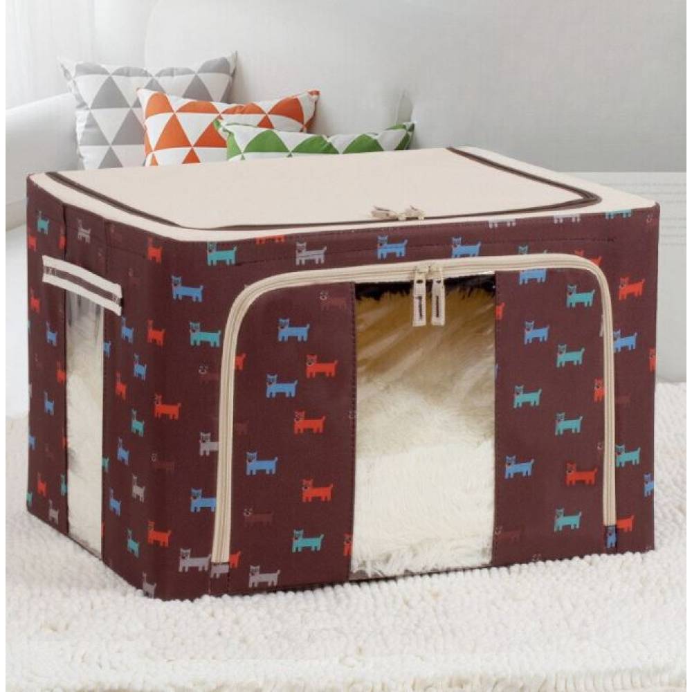 Cutie depozitare imprimeu catelus 100L cu fermoar, Maro Cutie depozitare imprimeu catelus 100L cu fermoar, Maro