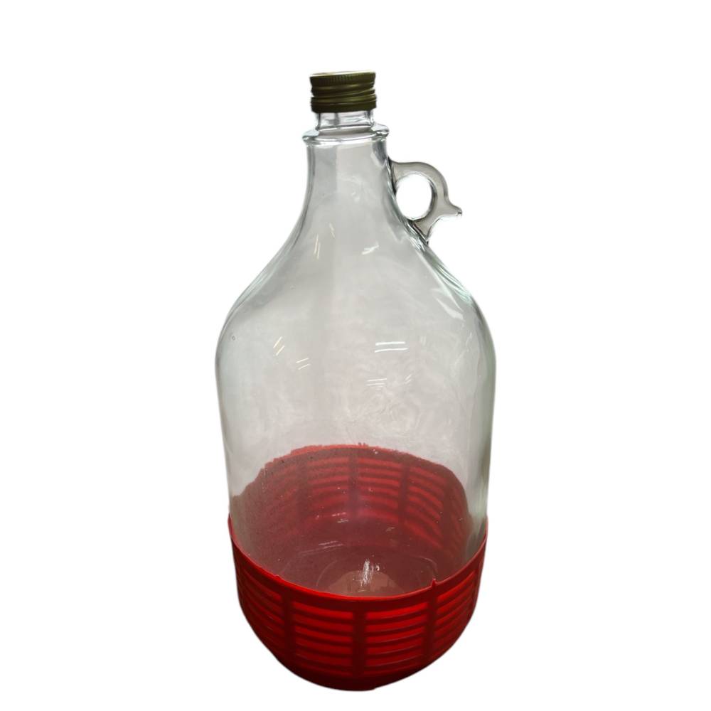 Damigeana 5L din sticla in cos din plastic cu dop prin infiletare 4 buc/set Damigeana 5L din sticla in cos din plastic cu dop prin infiletare 4 buc/set