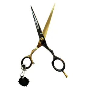 Foarfeca profesionala de tuns 6.5 inch cu tija demontabila Negru si auriu