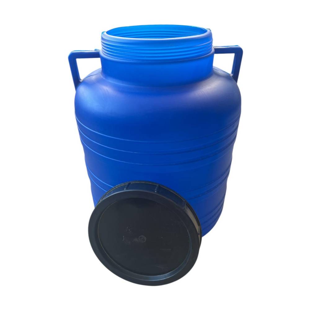 Butoi/Bidon 60L din plastic alimentar, cu gura mare si capac prin infiletare Butoi/Bidon 60L din plastic alimentar, cu gura mare si capac prin infiletare