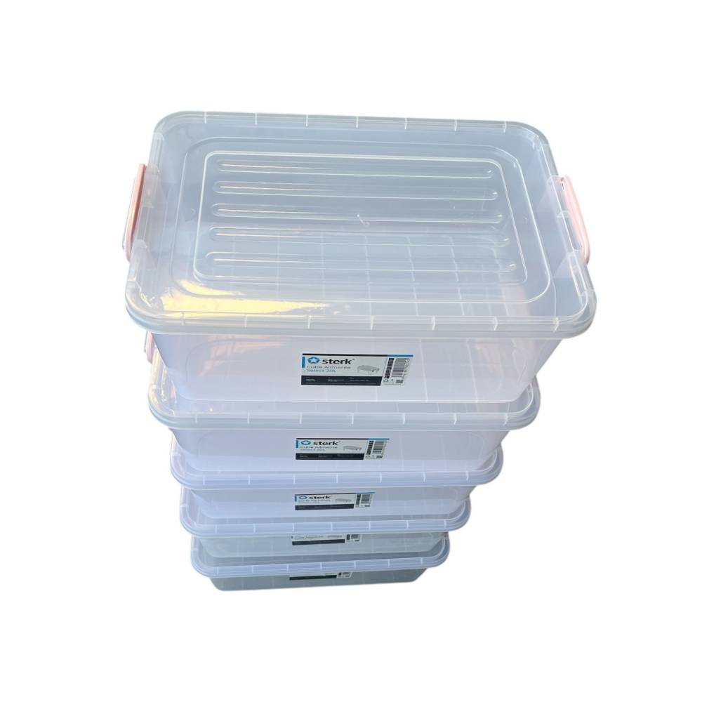 Caserola / Cutie alimente cu maner si capac 20 L, set 5 buc