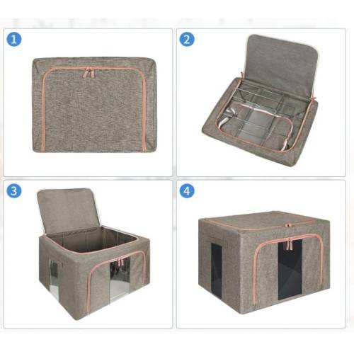 Cutie depozitare Gri 66L cu fermoar, material textil Cutie depozitare Gri 66L cu fermoar, material textil