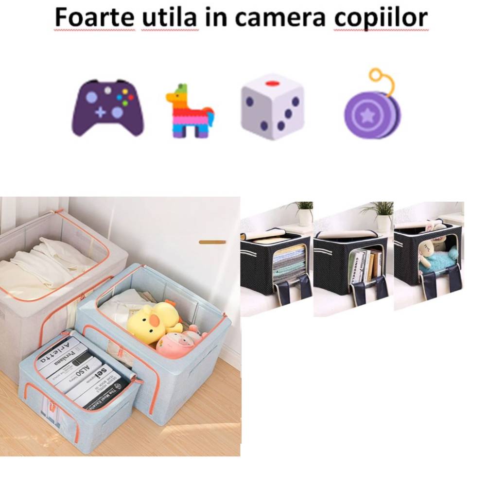 Cutie depozitare 100L cu fermoar, Rosu cu buline