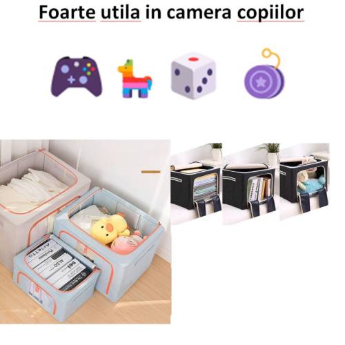 Cutie depozitare imprimeu cirese 24L cu fermoar, blue