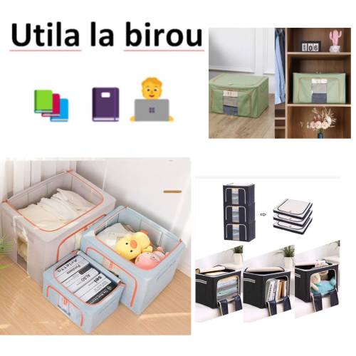 Cutie depozitare imprimeu cirese 24L cu fermoar, blue