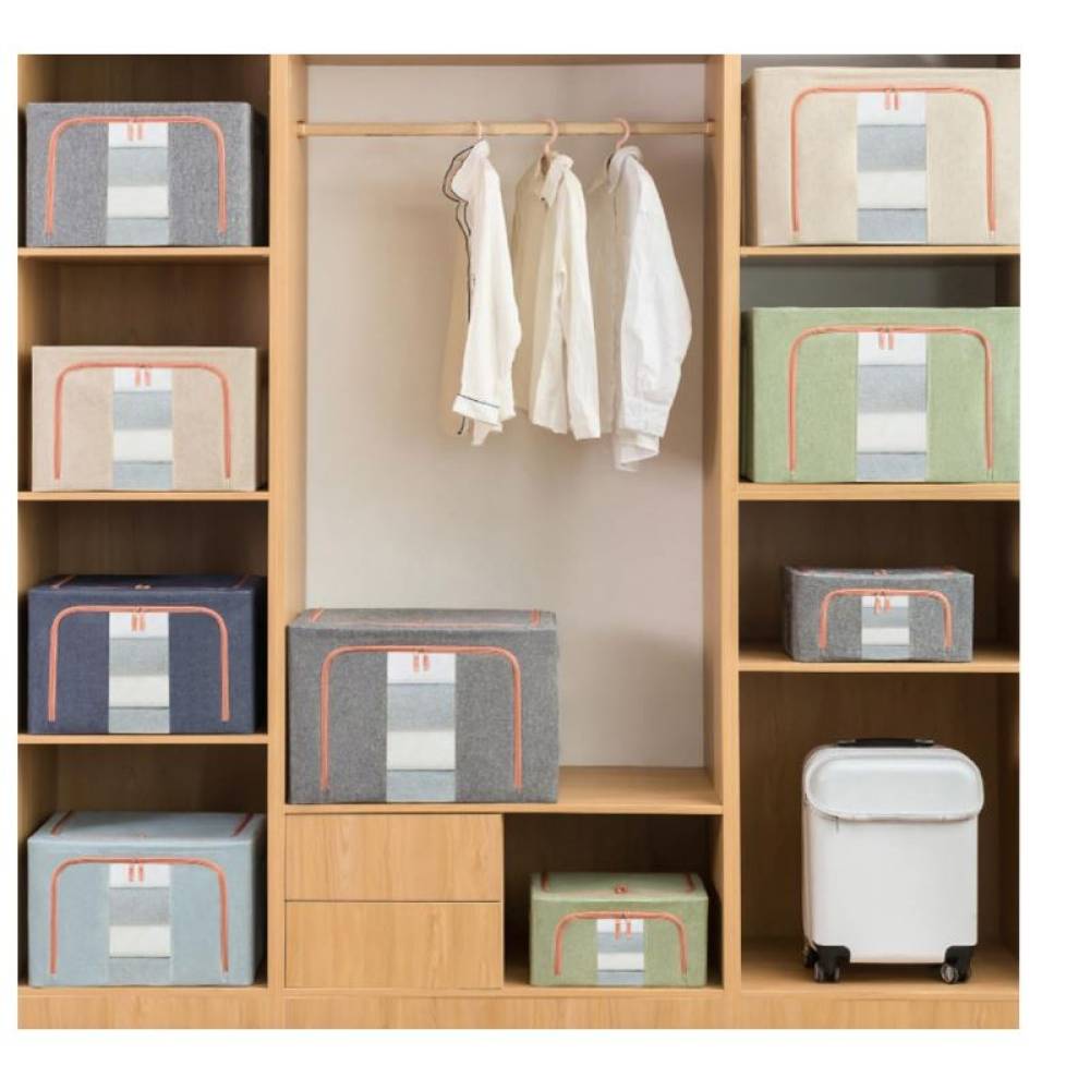 Cutie depozitare Gri 100L cu fermoar, material textil Cutie depozitare Gri 100L cu fermoar, material textil