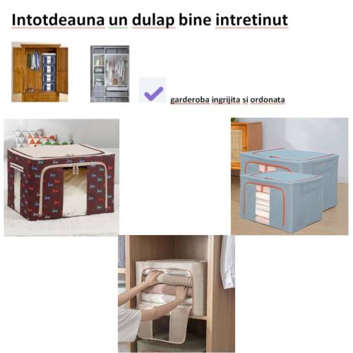 Cutie depozitare imprimeu cirese 24L cu fermoar, blue