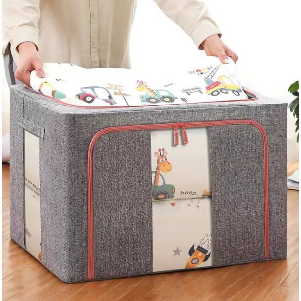 Cutie depozitare 100L cu fermoar, Rosu cu buline