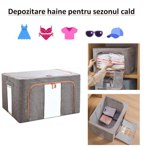 Cutie depozitare imprimeu cirese 24L cu fermoar, blue