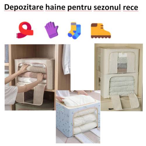 Cutie depozitare imprimeu cirese 24L cu fermoar, blue
