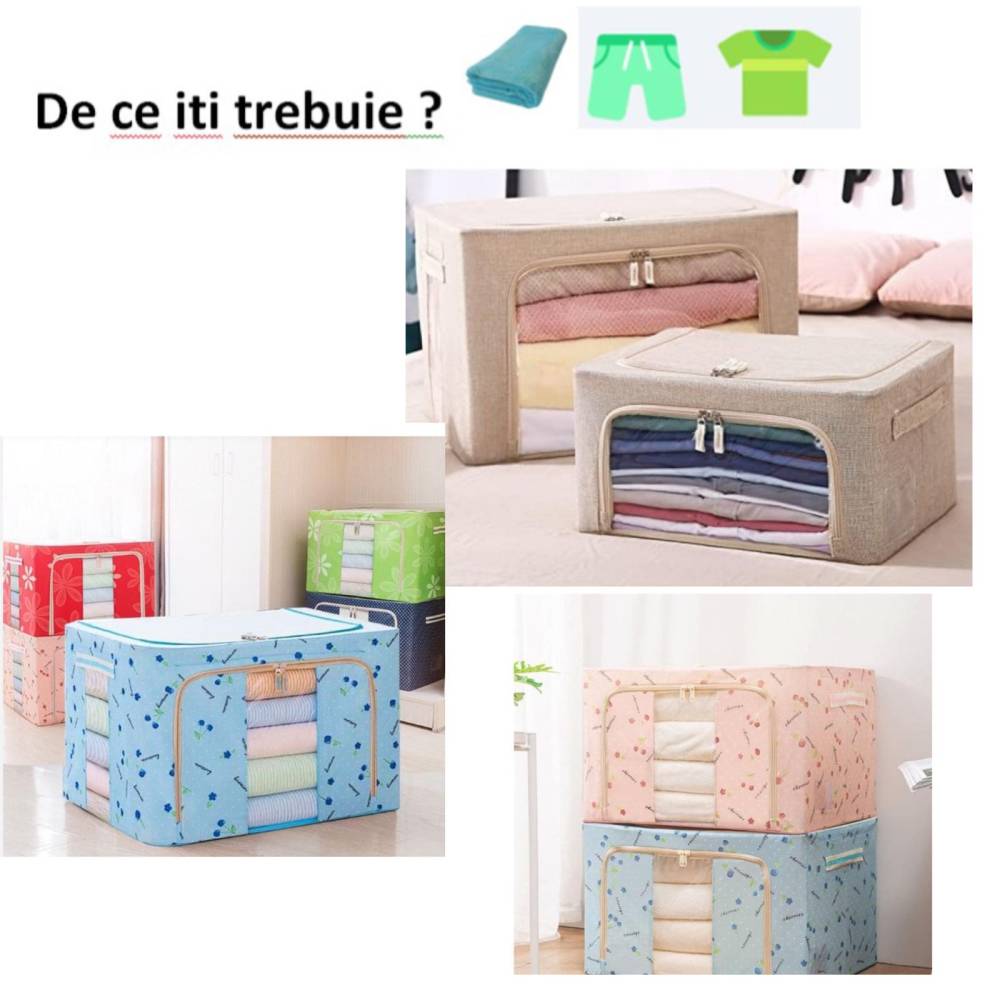 Cutie depozitare 100L cu fermoar, Rosu cu buline