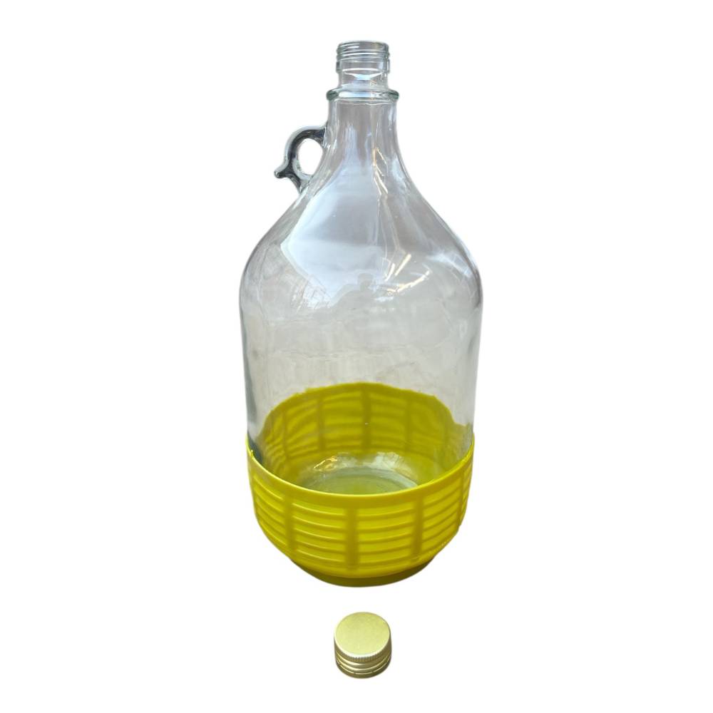 Damigeana 5L din sticla in cos din plastic cu dop prin infiletare