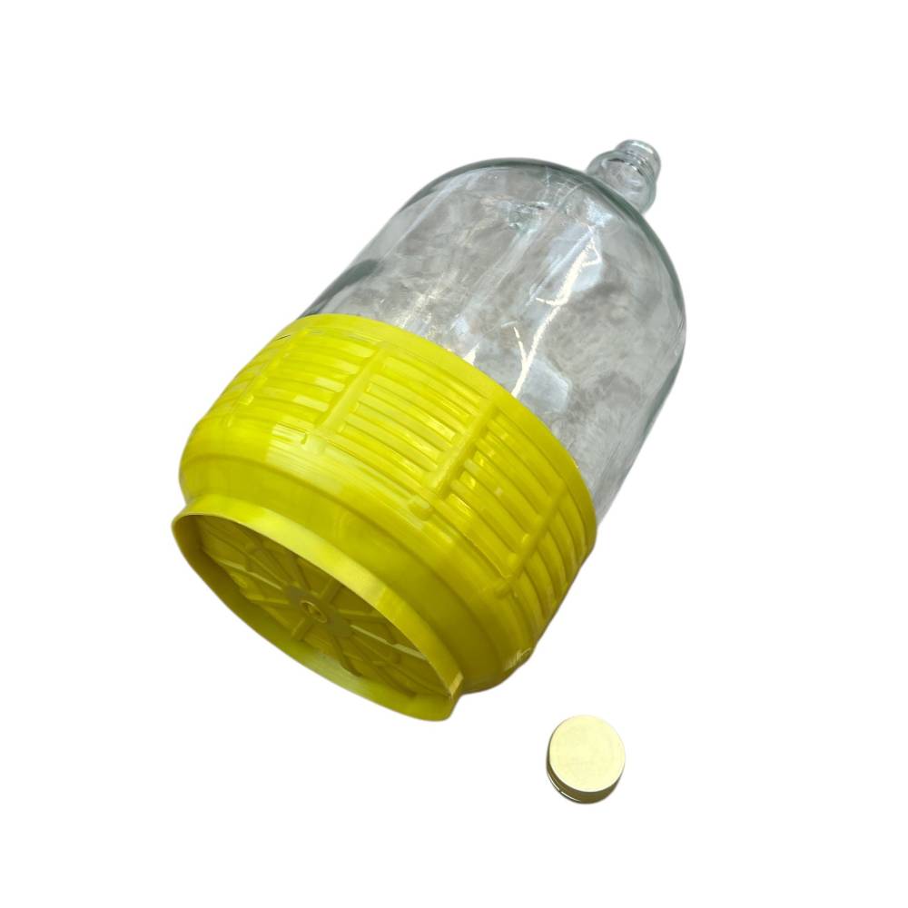 Damigeana 5L din sticla in cos din plastic cu dop prin infiletare