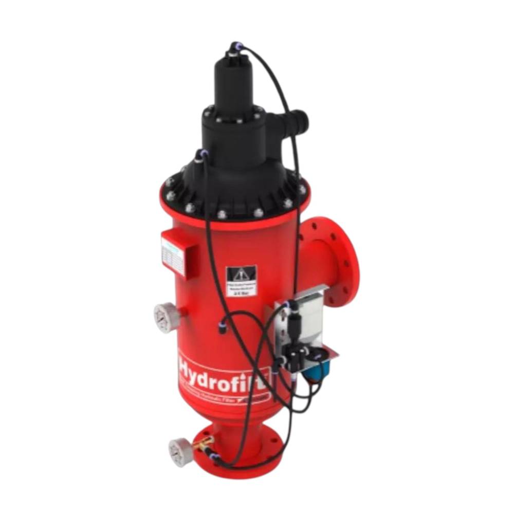 Filtru industrial metalic automat cu flansa 3" cu autocuratare, vertical 