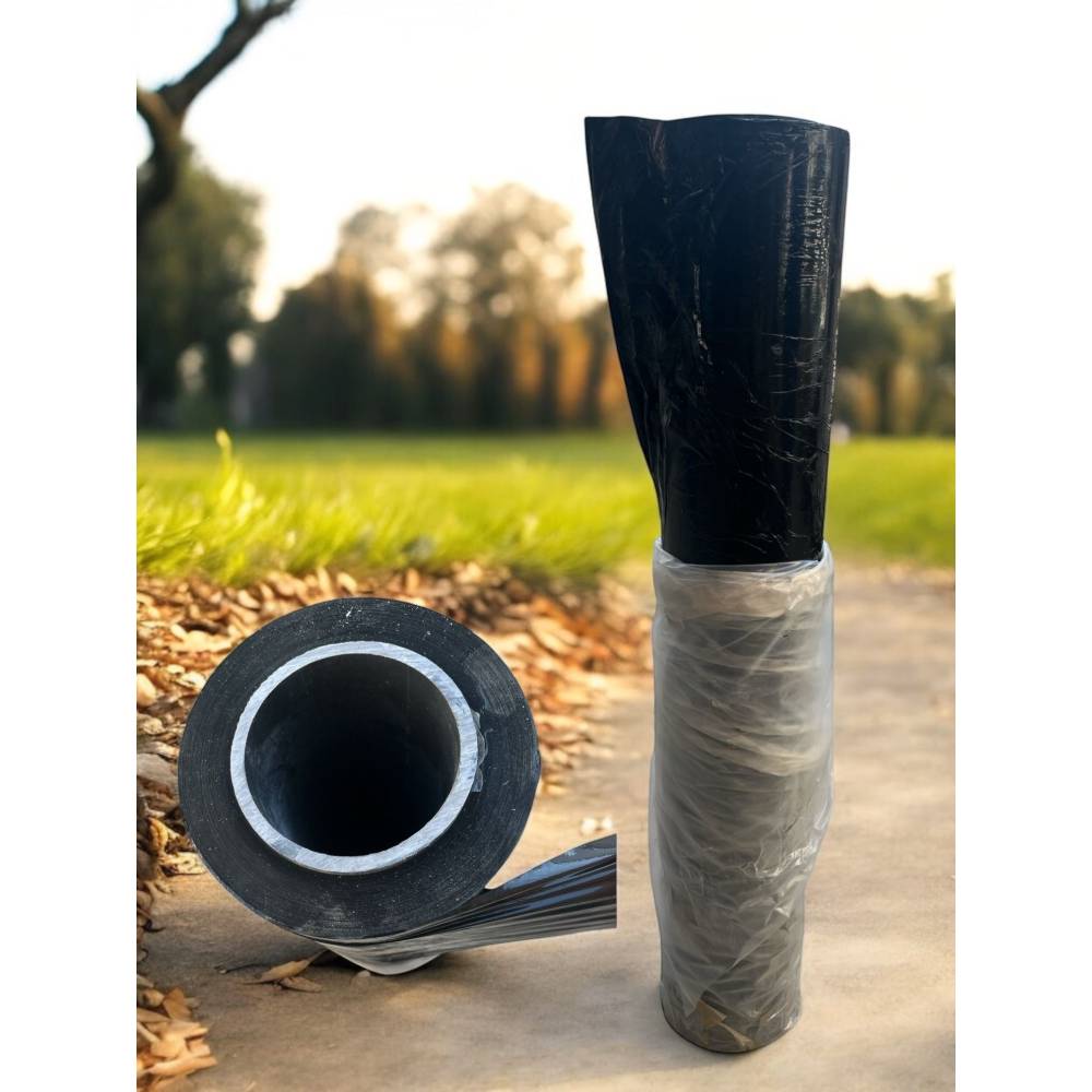 Folie neagra pentru mulcire 1.2m x 1000 m, 15 microni