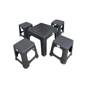 Masa gradina ratan maro, 45cm cu 4 scaune ratan 33cm