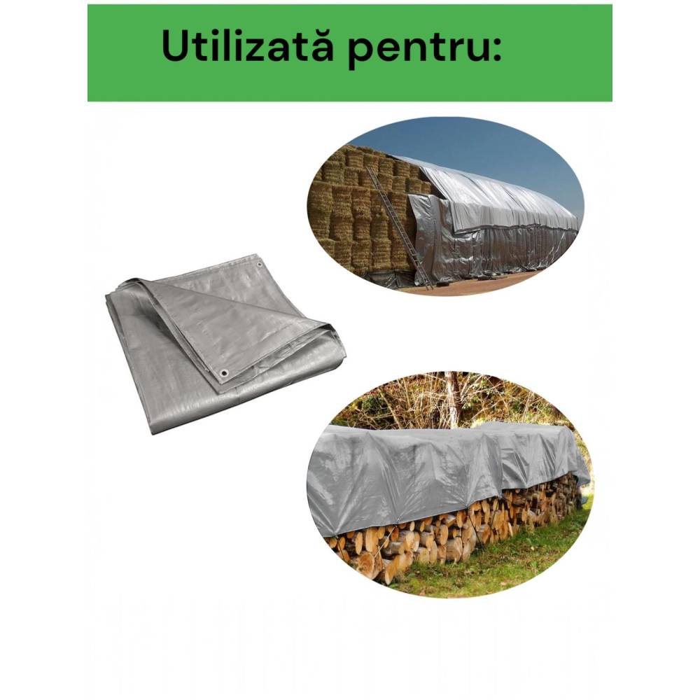 Prelata groasa impermeabila Gri 5x10m, densitate 225g/mp 