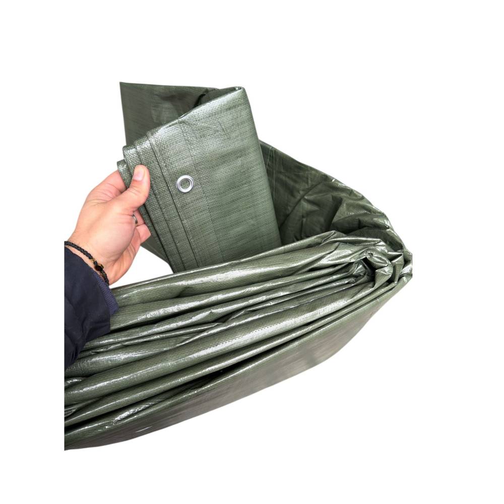 Prelata Verde cu inele, impermeabila 10x12m, 150g/mp 