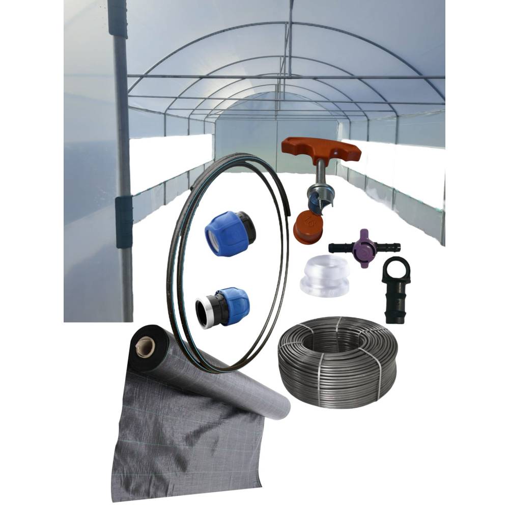 Pachet sistem de picurare tub 30cm/100m si folie agrotextil - pentru 100mp