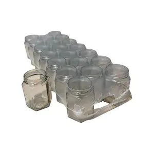 Borcan sticla 280ml hexagonal, set 20 bucati