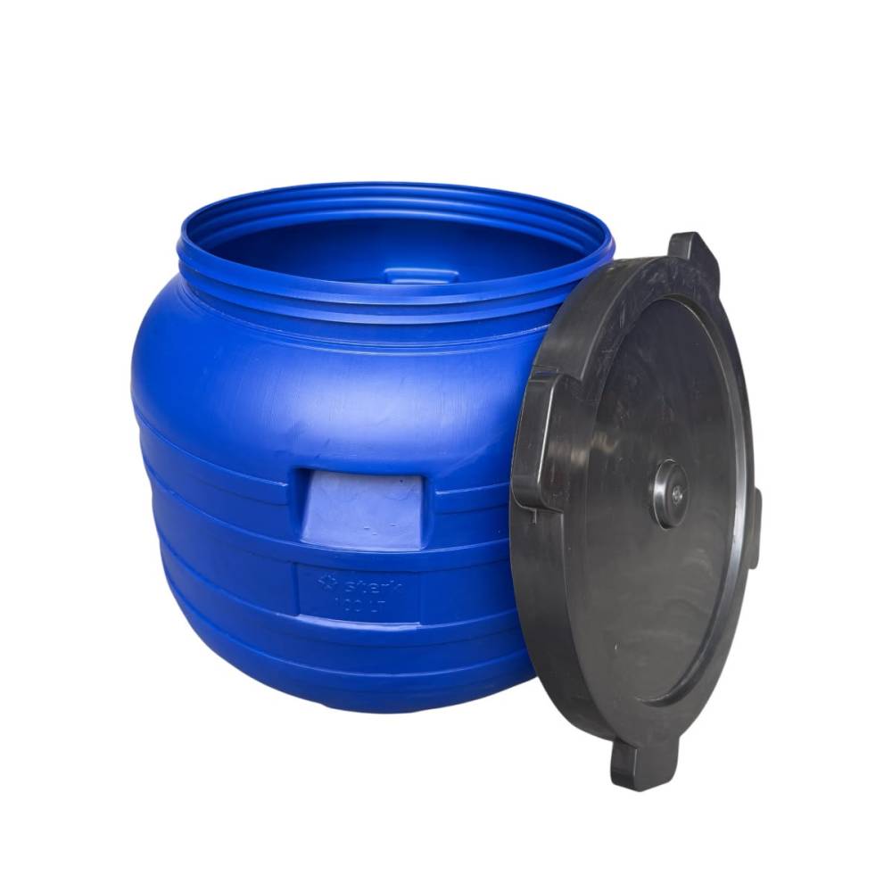 Butoi plastic 100 L cu capac si manere 52x45cm Butoi plastic 100 L cu capac si manere 52x45cm