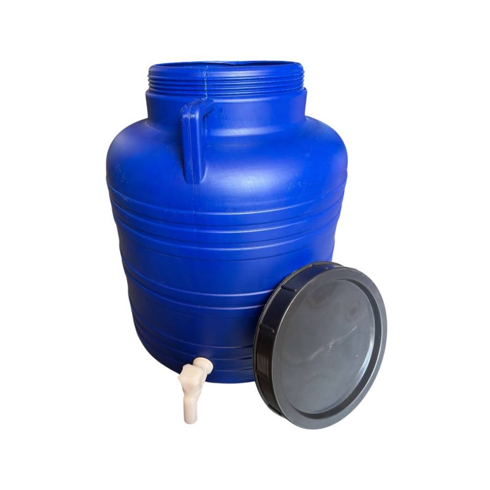 Butoi/Bidon 60L din plastic alimentar, cu gura mare si capac prin infiletare si robinet Butoi/Bidon 60L din plastic alimentar, cu gura mare si capac prin infiletare si robinet