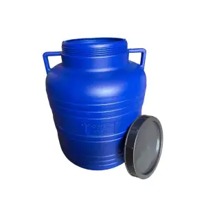 Butoi/Bidon 60L din plastic alimentar, cu gura mare si capac prin infiletare