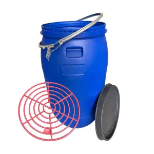 Butoi plastic (bidon) 220 L cerc + Presa muraturi varza 45 cm - gratis