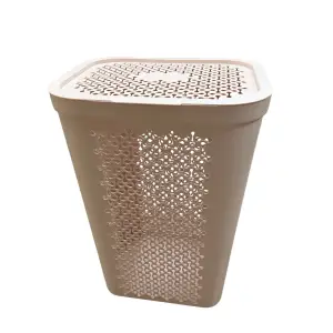Cos de rufe 60 litri din plastic cu capac Evo, roz