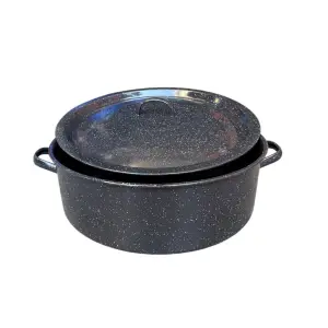 Cratita Emailata cu capac 30 L neagra , 48 cm