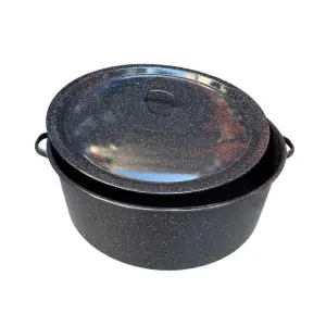 Cratita Emailata cu capac 50 L neagra , 57 cm