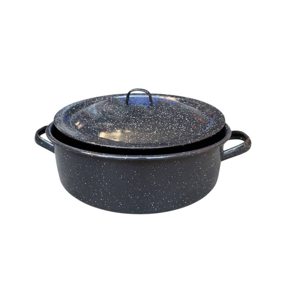Cratita emailata 8 litri cu capac (neagra), 34 cm Cratita emailata 8 litri cu capac (neagra), 34 cm