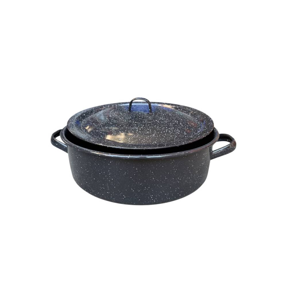 Cratita emailata 6 L cu capac (neagra) 32 cm Cratita emailata 6 L cu capac (neagra) 32 cm