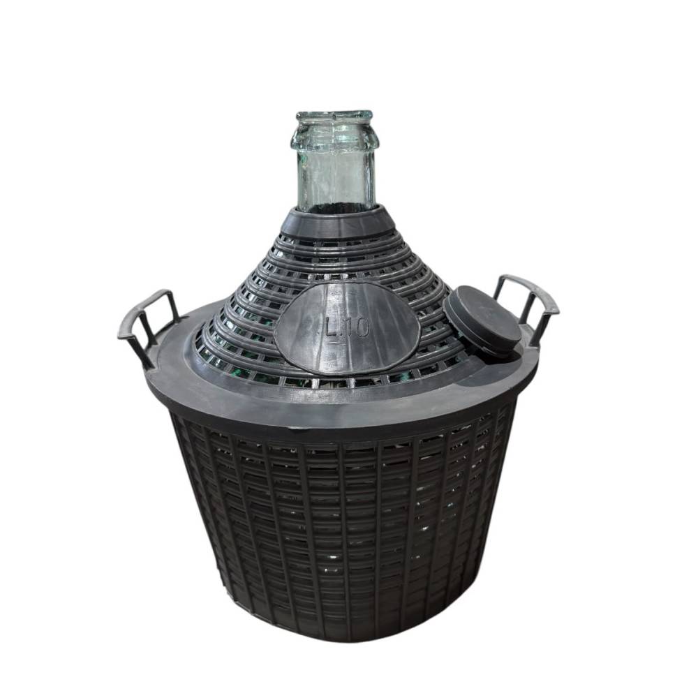 Damigeana sticla 10l, cos din plastic si capac Damigeana sticla 10l, cos din plastic si capac