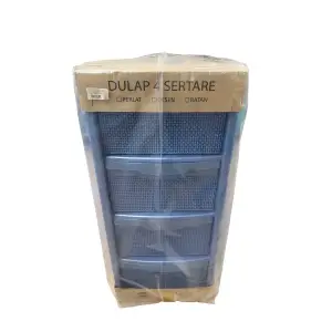 Dulap plastic depozitare, 4 sertare, albastru, 40x48x90 cm