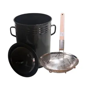 Pachet - Garnita emailata 10 l + Strecuratoare jumari 24 cm