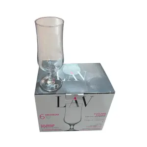 Pahare bere/frappe 385 ml, cu picior, din sticla, 6 bucati