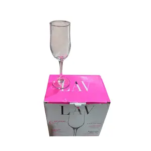 Pahare sampanie 195 ml, cu picior, din sticla, 6 bucati