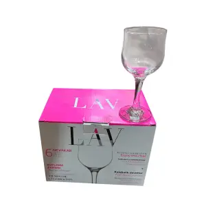 Pahare vin din sticla, 240 ml, cu picior, 6 bucati