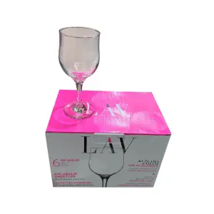 Pahare vin din sticla 320 ml, set 6 bucati, cu picior