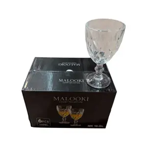 Pahare vin 340 ml, sticla cristal, cu picior, 6 bucati
