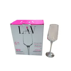 Set 6 pahare cu picior, 230 ml, sticla transparenta