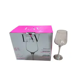 Set 6 pahare din sticla 330 ml, pentru apa / suc, cu picior