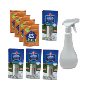 Set 4 x solutie pentru muste, insecticid 10g + pulverizator 1 litru + 4 x solutie furnici, Comba 10 ml