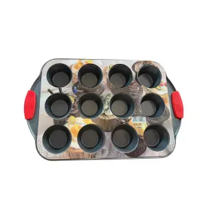 Tava briose 12 forme, 41x26.5x3.5 cm, manere silicon