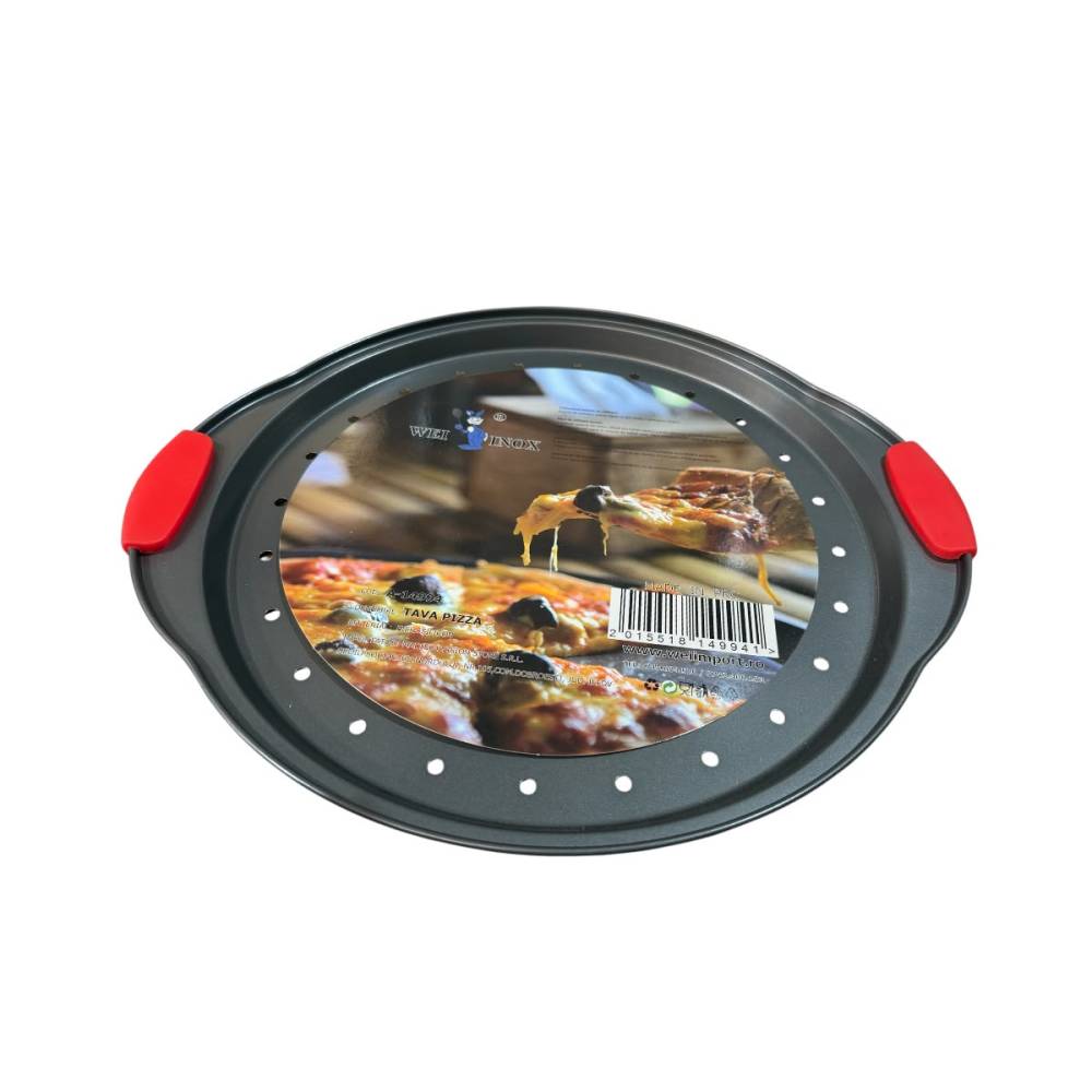 Tava pizza perforata (cu manere), 33x2.2 cm Tava pizza perforata (cu manere), 33x2.2 cm