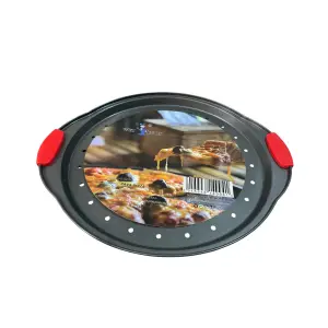 Tava pizza perforata (cu manere), 33x2.2 cm