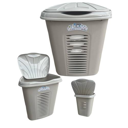 Cos pentru rufe Bej, Oval, cu capac, 44x35x51cm, Sterk Cos pentru rufe Bej, Oval, cu capac, 44x35x51cm, Sterk