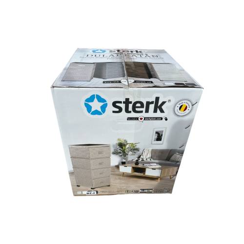 Dulap din plastic depozitare tip ratan maro cu 4 sertare 47x38x92